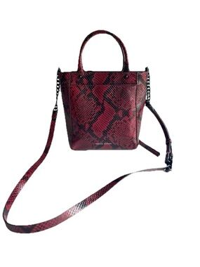 Rebecca Minkoff Burgundy Black snake print leather small shoulder crossbody bag